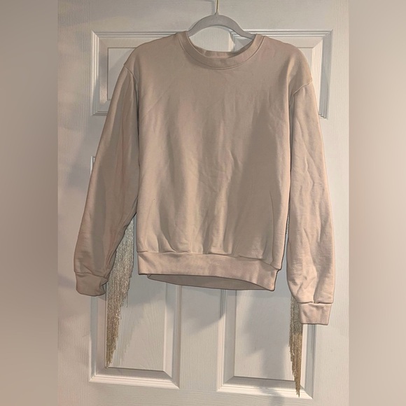 Levi's Ashley Beige Fringe Crew Neck Sweatshirt - Picture 2 of 7